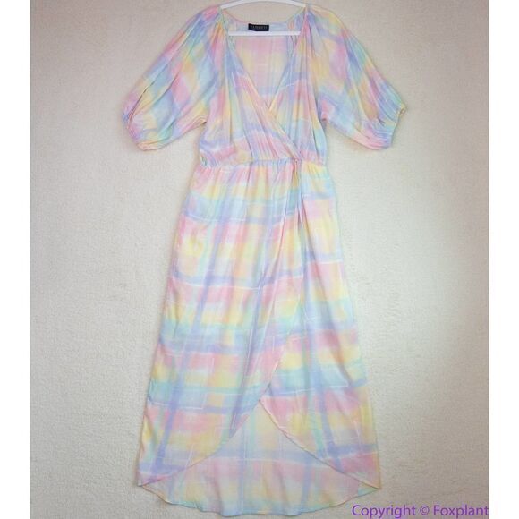 Eloquii Full Sleeve Wrap Dress‎ rainbow color tie-dye, 28 - Picture 3 of 16